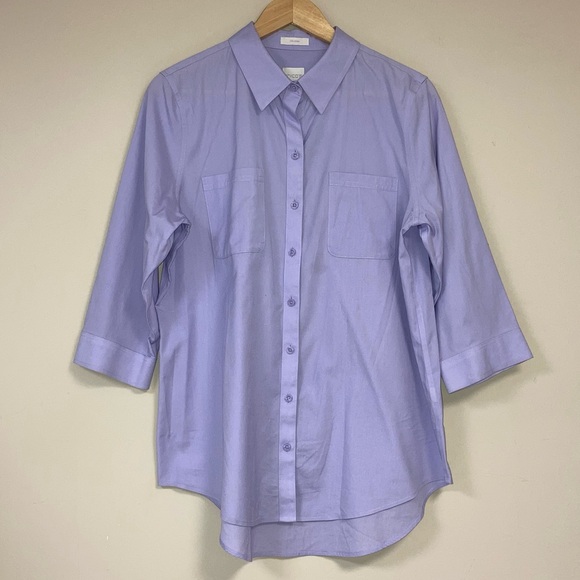 Chico's Tops - CHICO'S Shirt Women's Large Purple Button Up No Iron TopLightweight 3/4 Sleeves